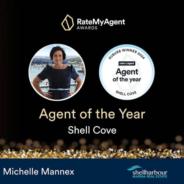 Congratulations to Michelle Mannex for achieving the RateMyAgent Australia top spot once again as the #1 5-star rated agent in Shell Cove for 2024!
